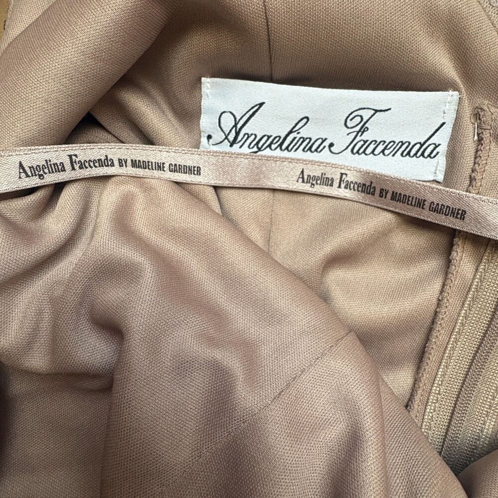 Angelina Faccenda Gown Womens 4 Taupe Bridesmaid Dress Prom Formal Party Sequins - Picture 4 of 4